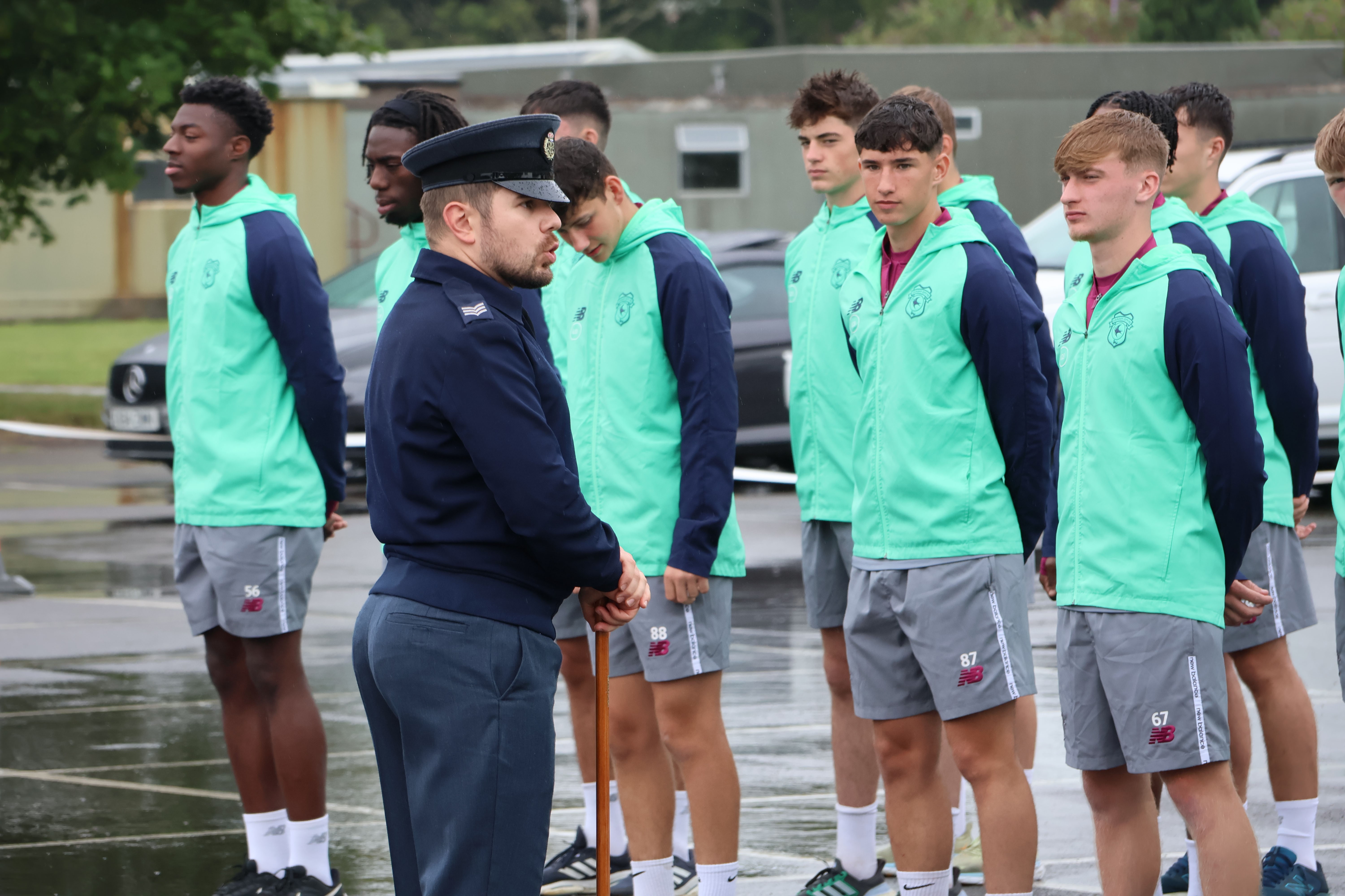 Photo: Cardiff City Football Club Academy young players find out about life in the RAF, understand the parallels between professional sport and military life, and learn new skills.
